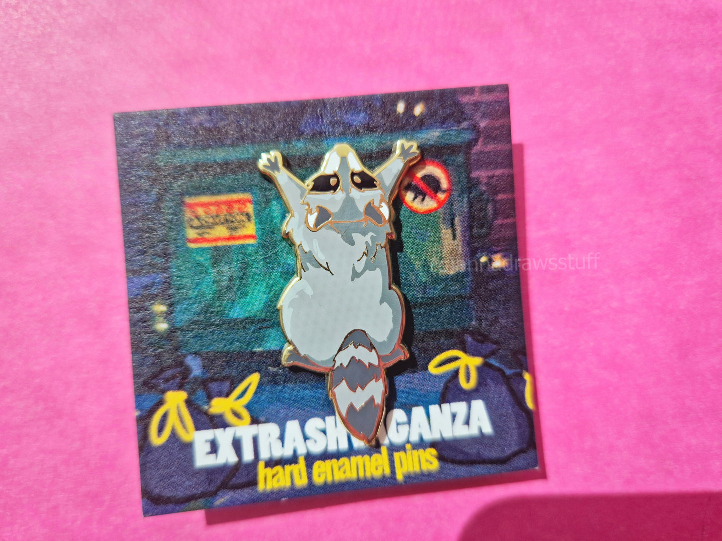 Reaching Raccoon - Hard Enamel Pin - Extrashvaganza