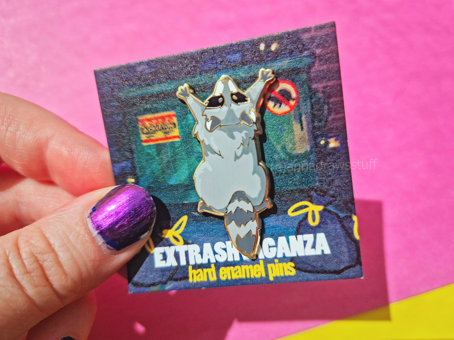 Reaching Raccoon - Hard Enamel Pin - Extrashvaganza