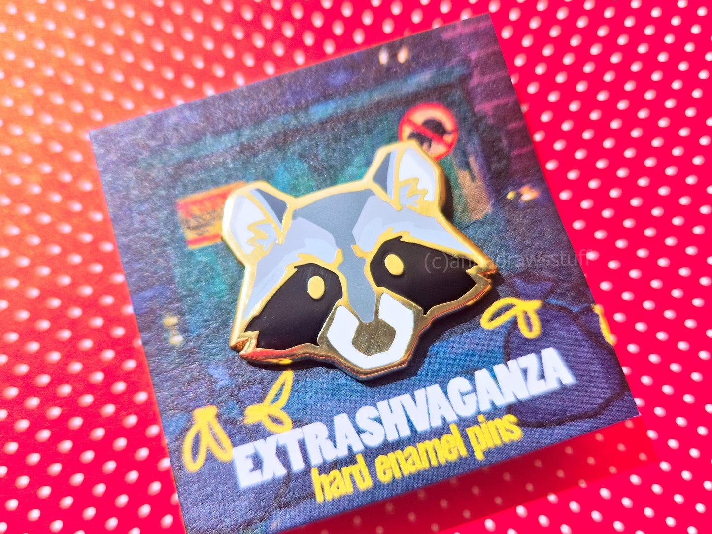 Raccoon Head  - Hard Enamel Pin - Extrashvaganza