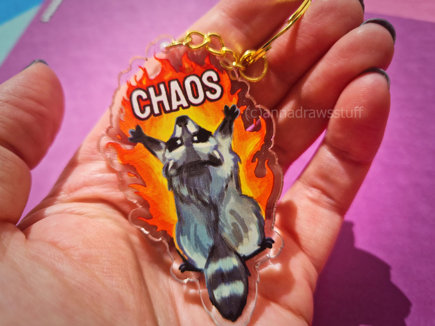 Chaos Raccoon Keychain