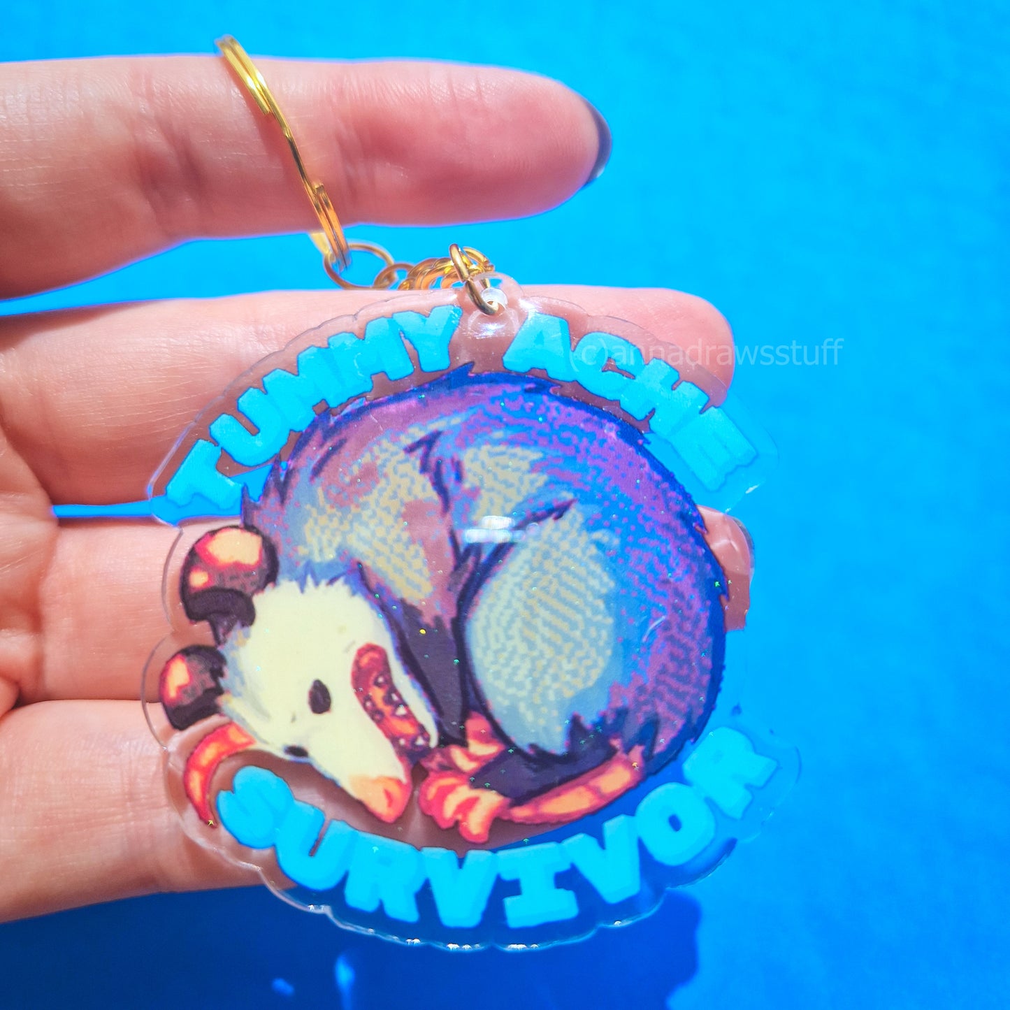 Tummy Ache Survivor Opossum Keychain