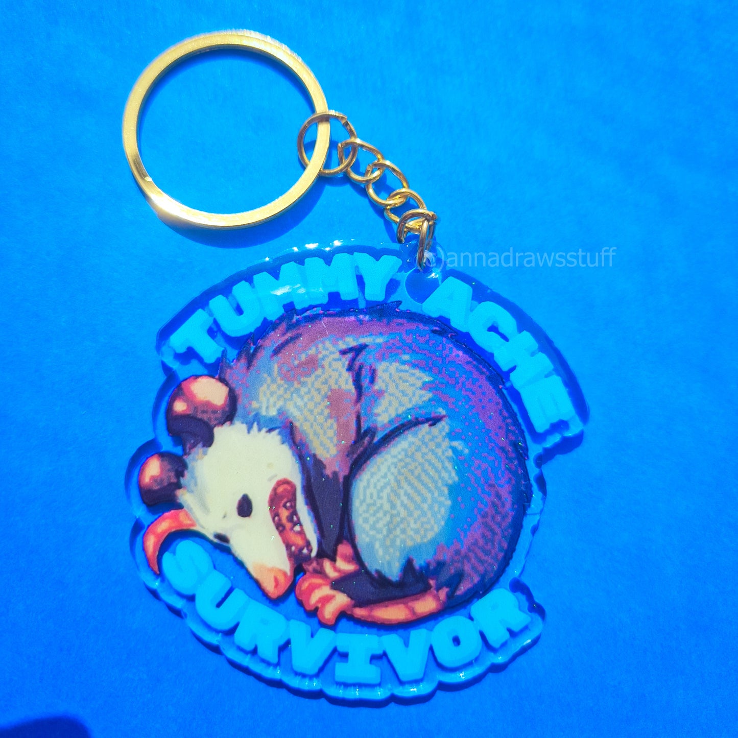 Tummy Ache Survivor Opossum Keychain