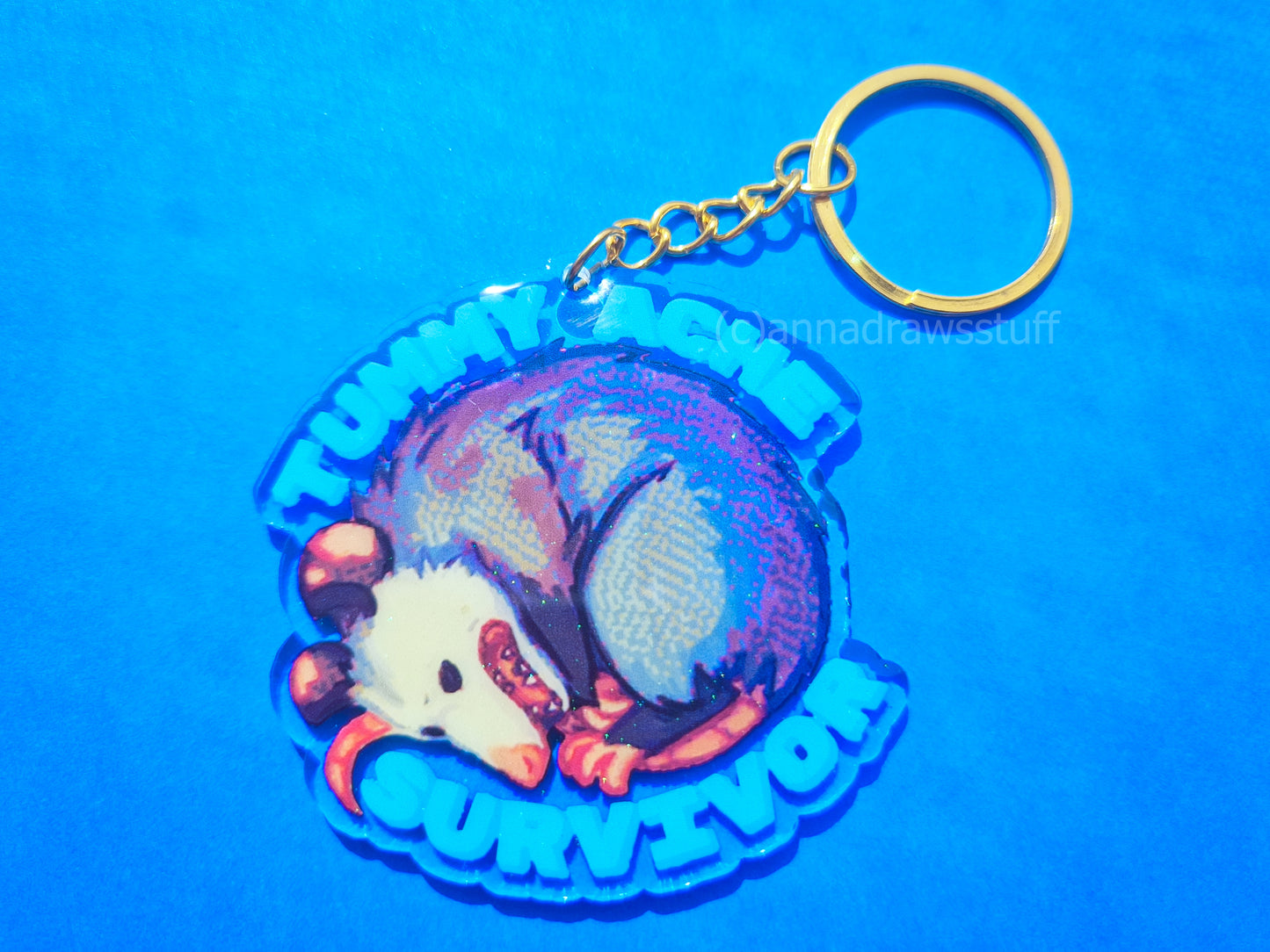 Tummy Ache Survivor Opossum Keychain