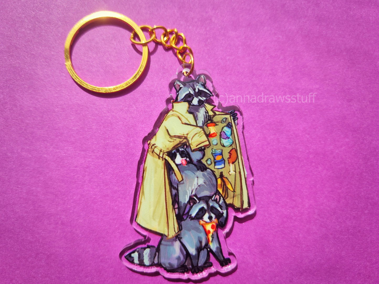 Raccoons in Trenchcoat Keychain
