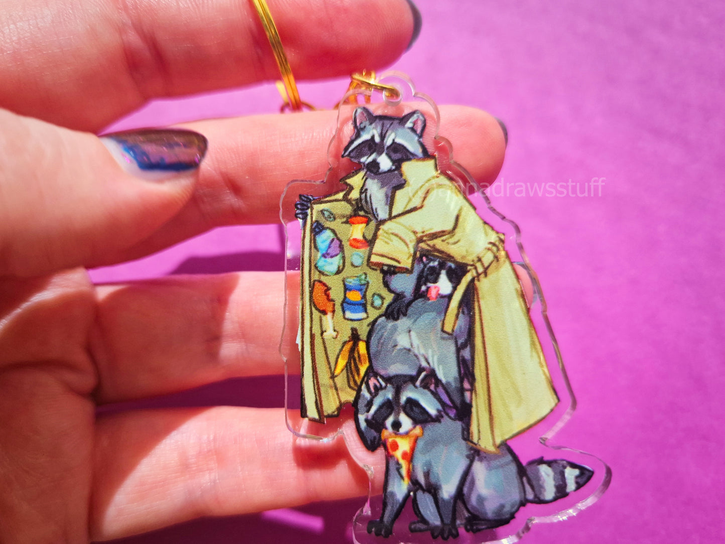 Raccoons in Trenchcoat Keychain