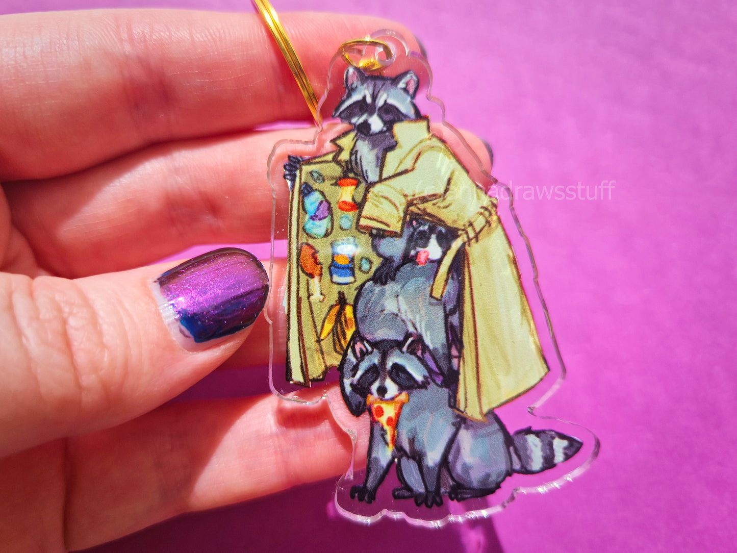 Raccoons in Trenchcoat Keychain