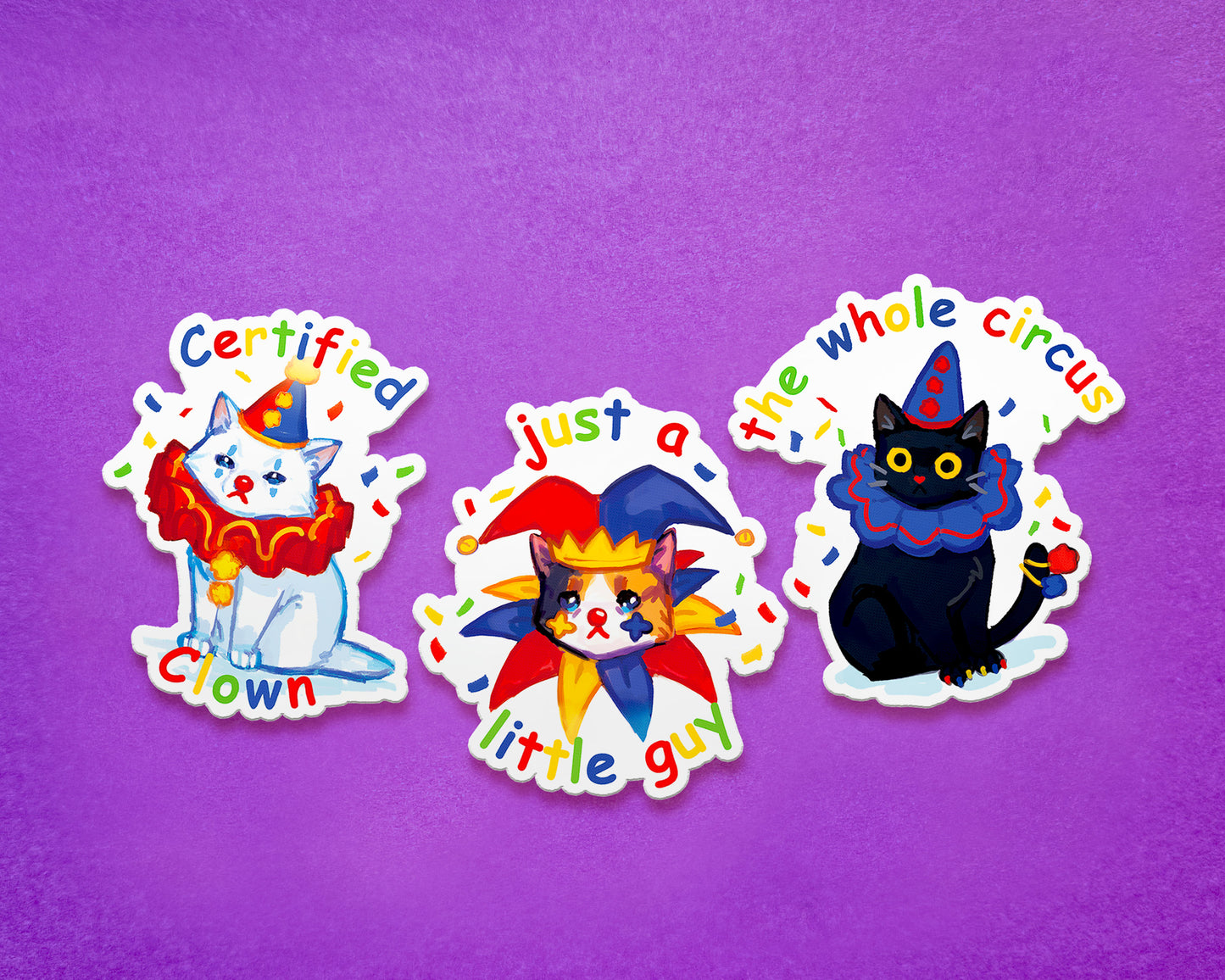 Clown Cat Stickers - Waterproof Vinyl Stickers