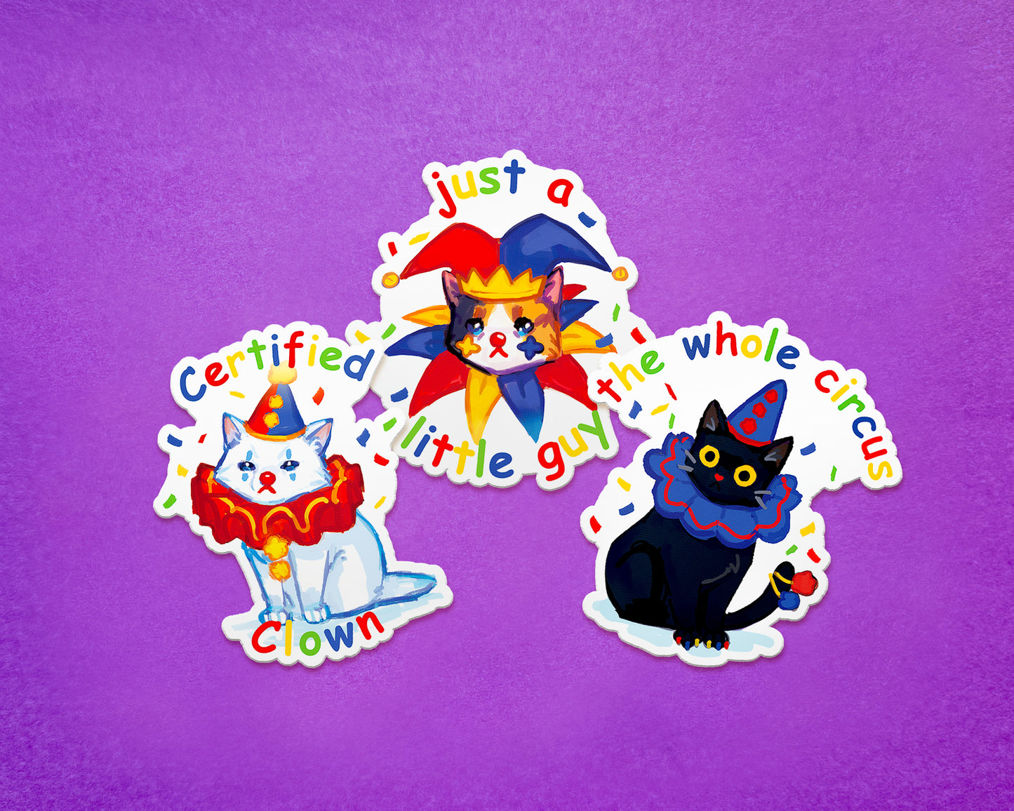 Clown Cat Stickers - Waterproof Vinyl Stickers