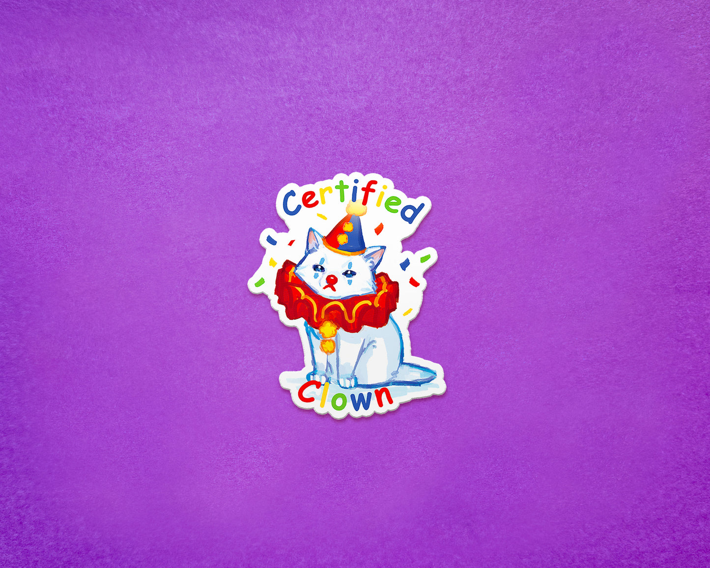 Clown Cat Stickers - Waterproof Vinyl Stickers