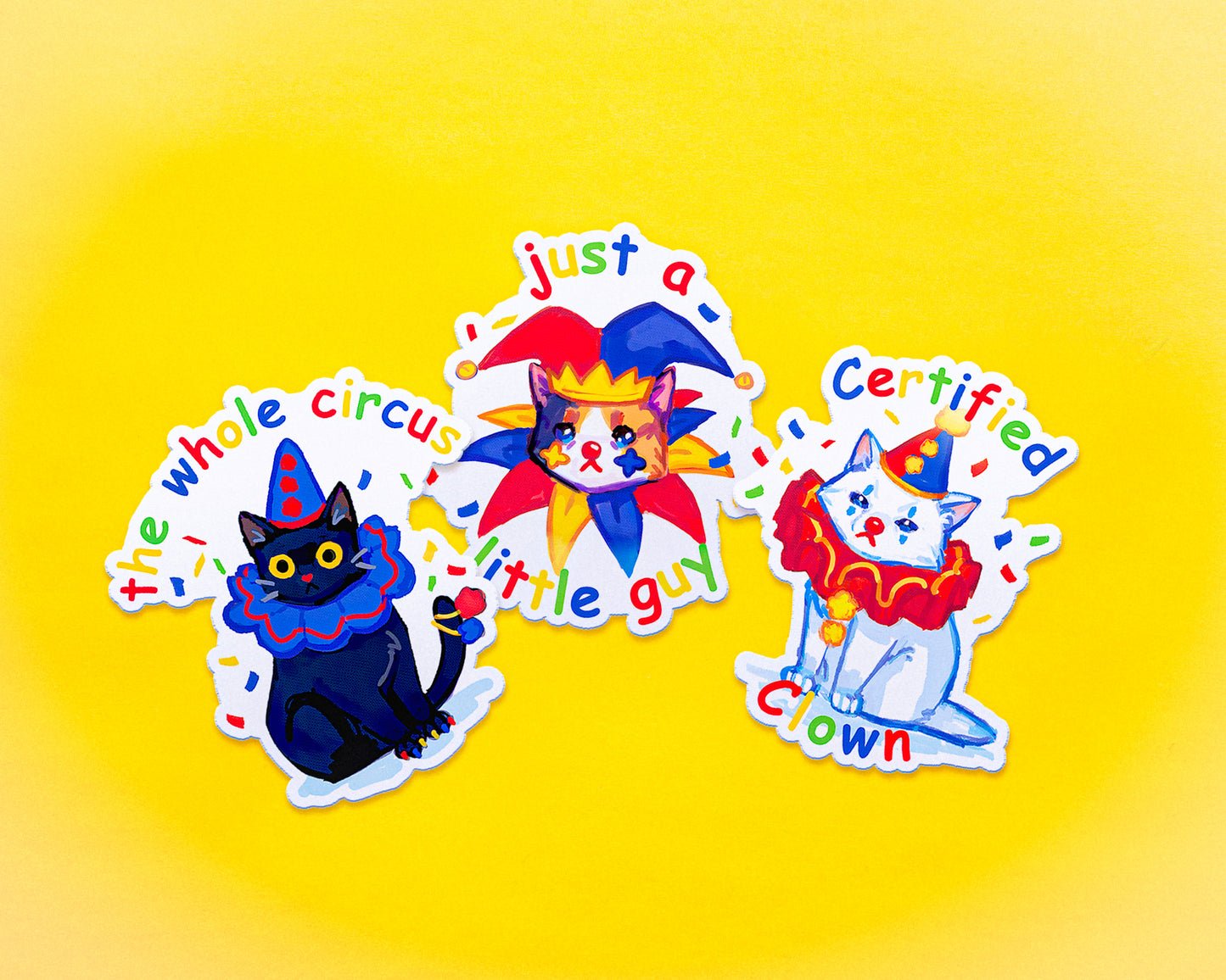 Clown Cat Stickers - Waterproof Vinyl Stickers