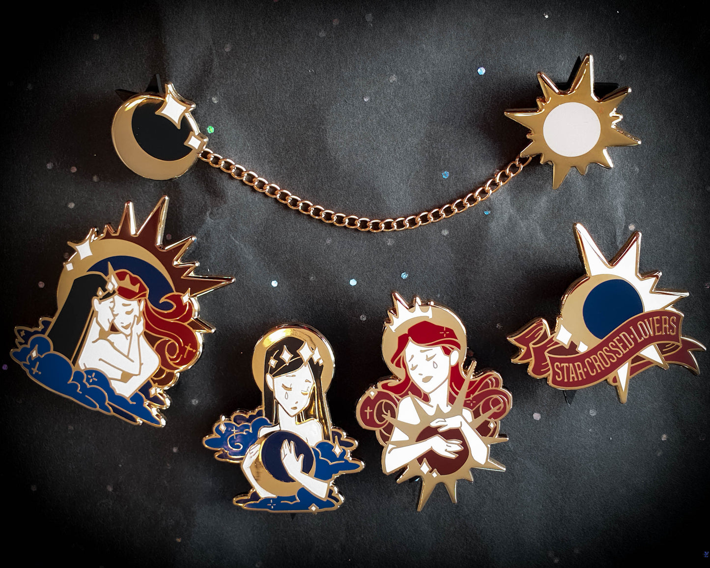 The Sun - Hard Enamel Pin - Star-crossed Lovers (Collaboration by Astermorn and Annadrawsstuff)