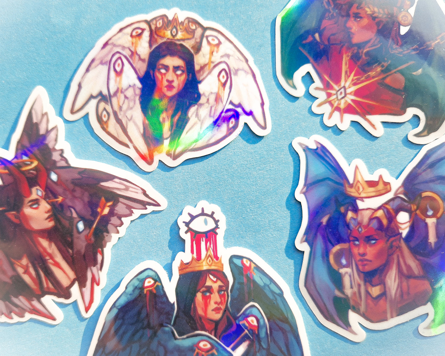 Angels and Demons Sticker Pack - 5 Holographic Vinyl Stickers