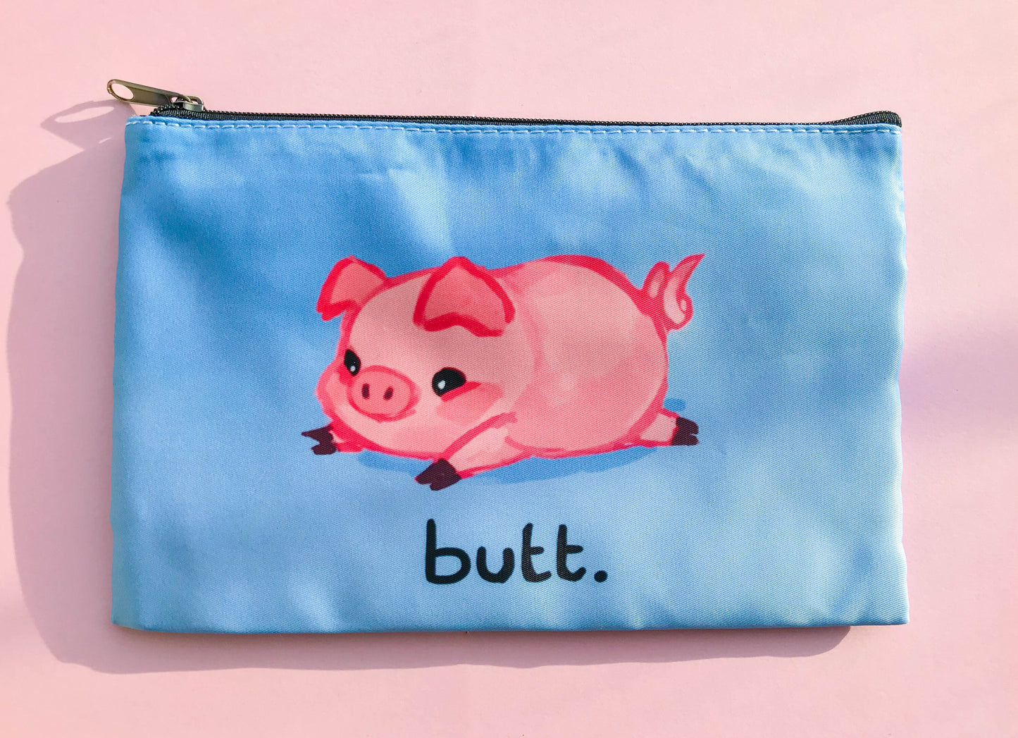 Cute Pig Zipper Pouch - Butt - Stationery or Cosmetic Bag