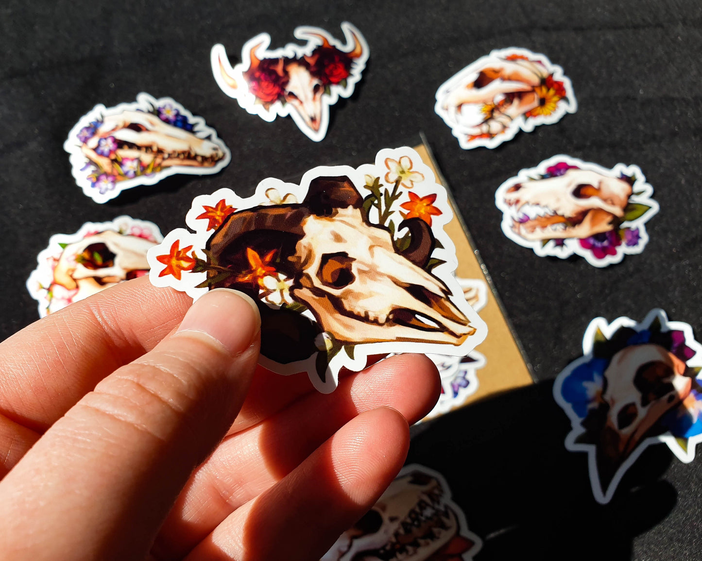 Vanitas - Animal Flower Skull Sticker Pack - 9 Matte Vinyl Stickers