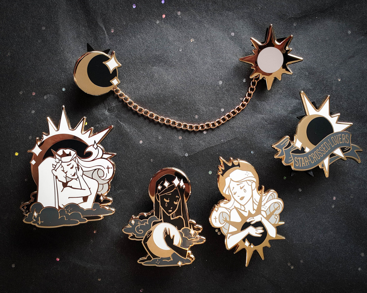 The Sun - Hard Enamel Pin - Star-crossed Lovers (Collaboration by Astermorn and Annadrawsstuff)