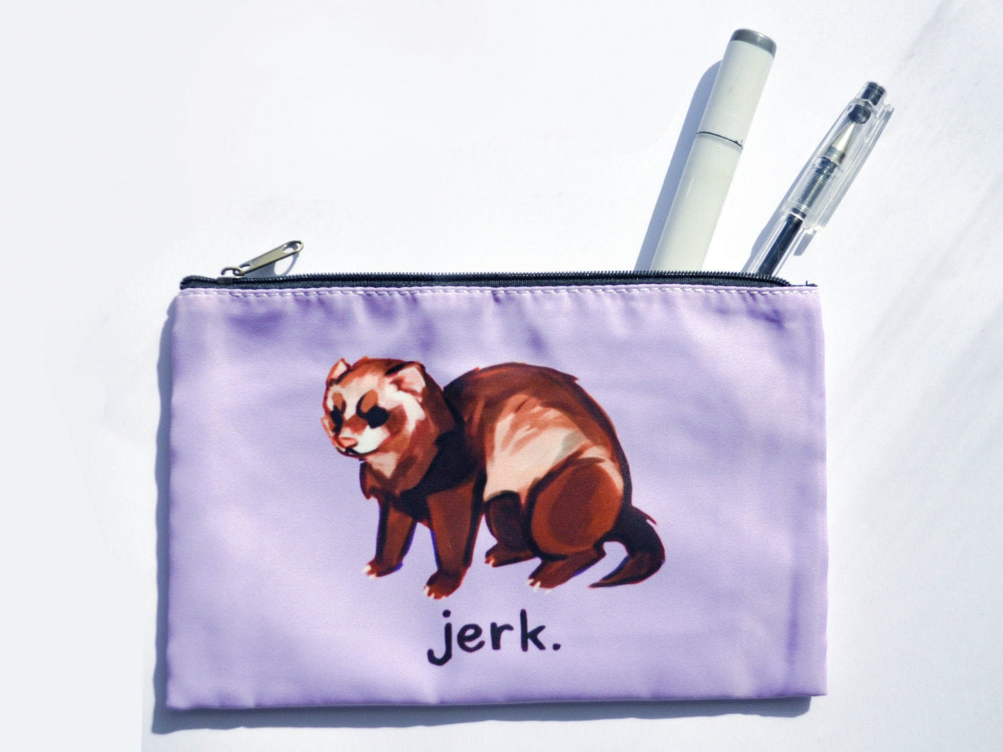 Rude Ferret Pencil Case - Zipper Bag for Cosmetics or Stationery