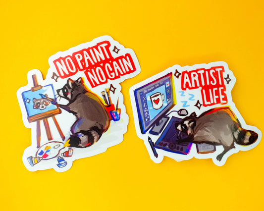 Artist Raccoons - Weatherproof Vinyl Stickers
