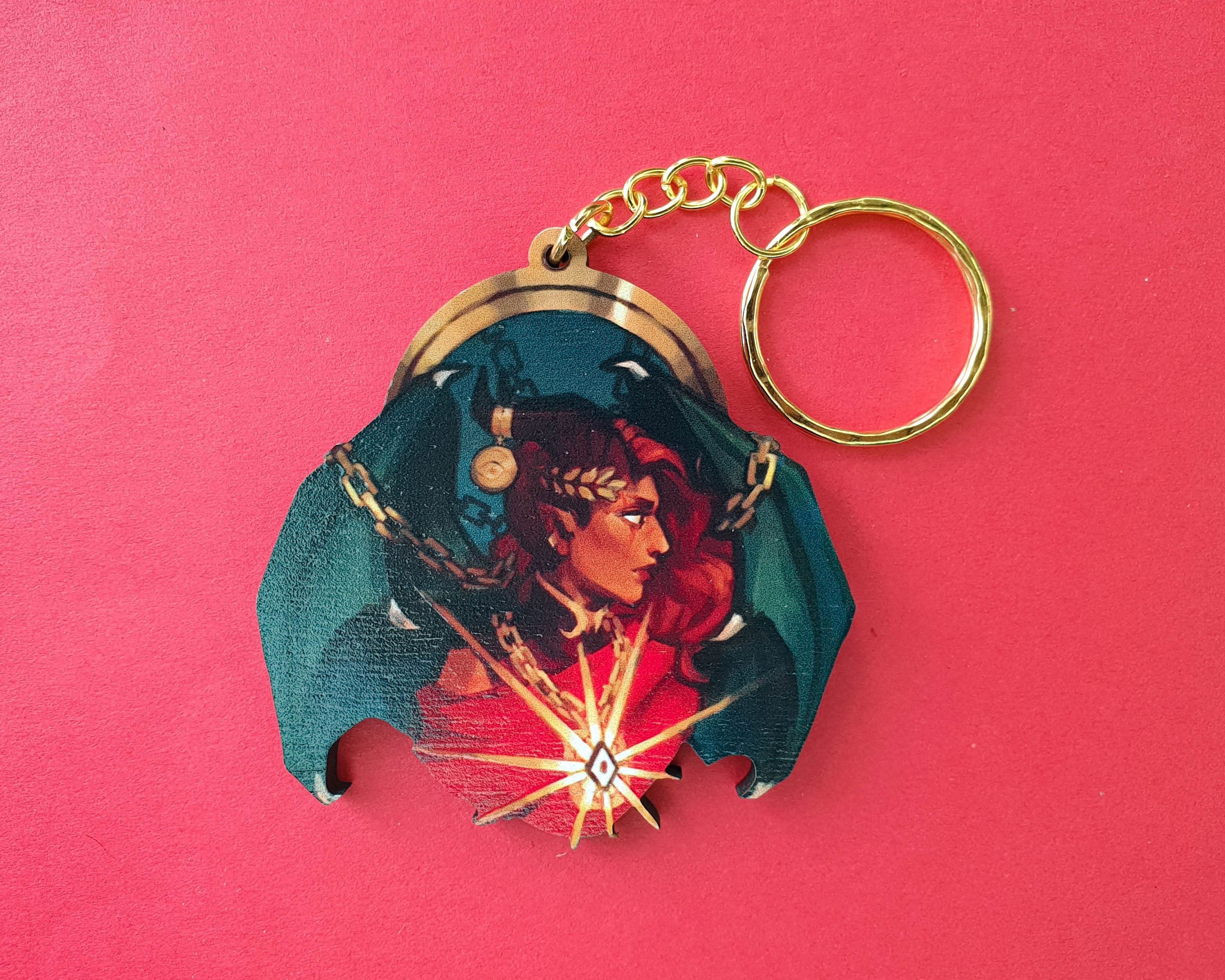 Wooden Green Demon Lady Keychain – annadrawsstuff