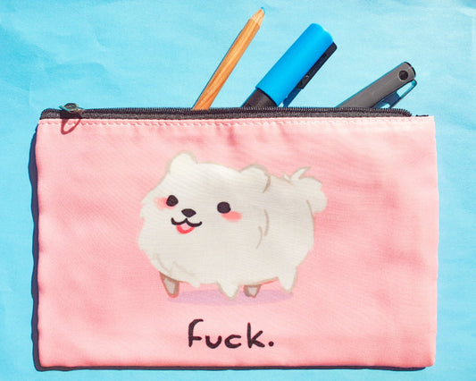 Cursing Pomeranian Doggo Zipper Pouch - Stationery or Cosmetic Bag