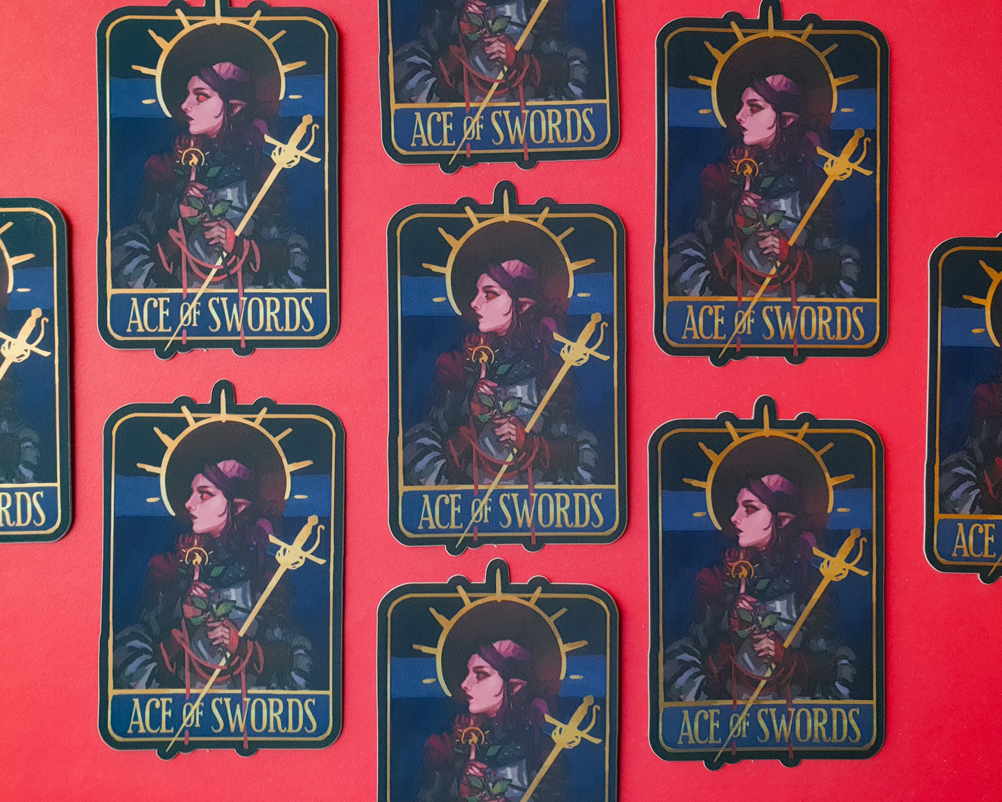 Ace Of Swords - Gold Foil Vinyl Sticker
