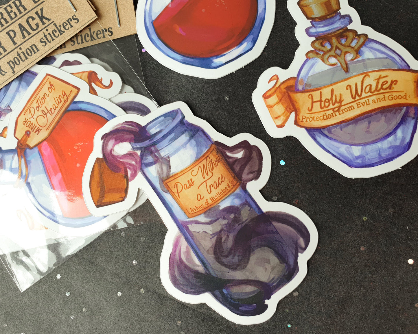 Spell Component and Potion Sticker Pack - 3 Stickers, Foil effect